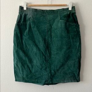 Bagatelle Vintage Suede Mini Skirt in Green Fitted Pencil Skirt Leather size‎ 12